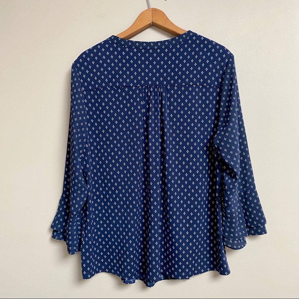 Charter Club navy blouse in white abstract print - Picture 6 of 6